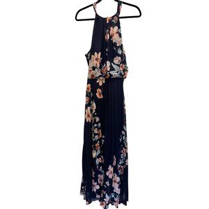 ✌️ 2/$40 ✌️ Plus Size Navy Blue Long Light Weight Floral Dress sz 16